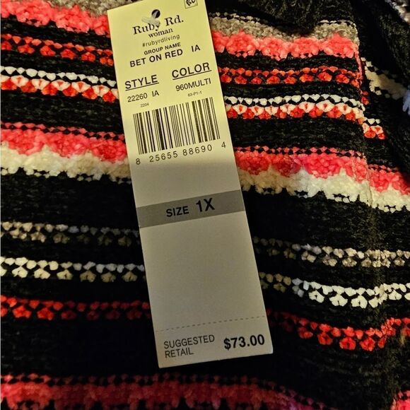 Ruby Red long sleeve sweater Women's 1X multicolored NWT - Picture 6 of 7